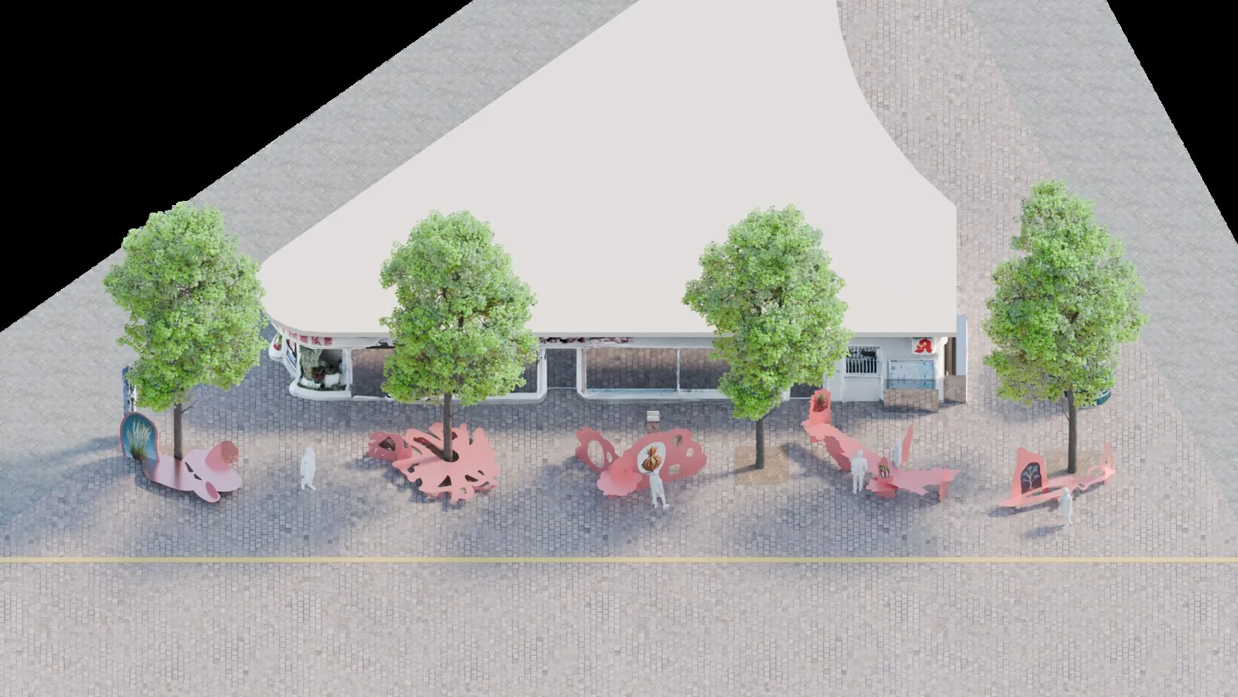 Visualisierung der Aufenthaltsinseln · Flora Momentum, Karlsruhe (Render)